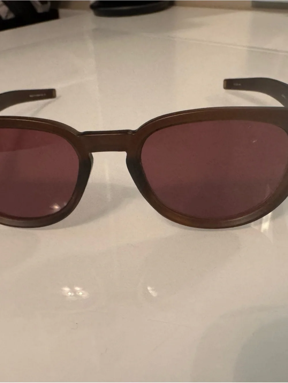 Polarized DITA Brown Matte Round Sunglasses with Rose-Brown Lenses